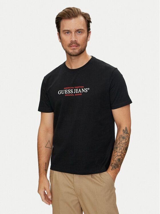 t-shirt uomo guess denim m4yi42 k8fq4 jblk black
