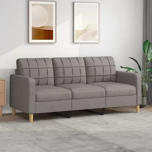 vidaXL Sofa 3-osobowa, kolor taupe, 180 cm, tapicerowana tkaniną - Sofy i kanapy - miniaturka - grafika 1