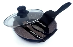 PATELNIA AMBITION GRAPHITE POWŁOKA ILAG BASIC INDUKCJA 20CM + POKRYWKA - Patelnie - miniaturka - grafika 1