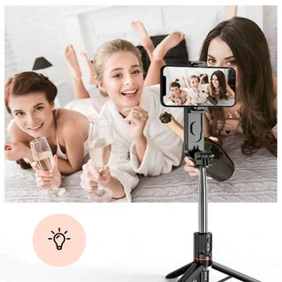 Kijek Selfie Stick uchwyt do telefonu zdjęć statyw Tripod L15 z Lampa LED + Pilot Bluetooth na telefon Czarny - Pozostałe akcesoria do telefonów Kijek Selfie Stick uchwyt do telefonu zdjęć statyw Tripod L15 z Lampa LED + Pilot Bluetooth na telefon Czarny - Pozostałe akcesoria do telefonów - miniaturka - grafika 7