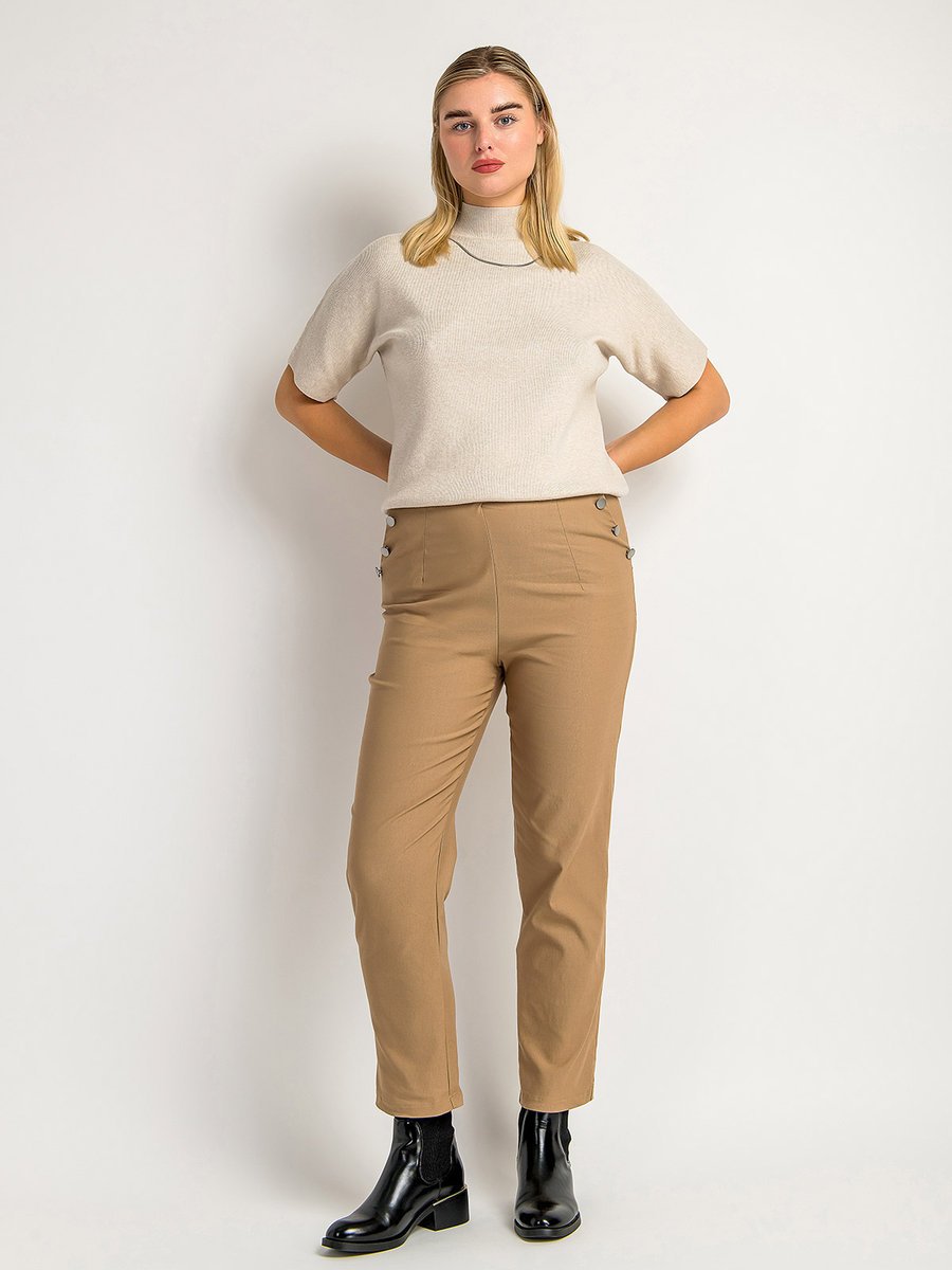 Spodnie z wiskozą brązowy S