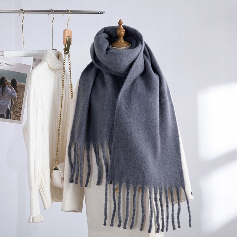 elegancki damski SZAL na zimę ciepły SZALIK miękki przyjemny 200x40 szary