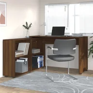 Biurka - Vidaxl biurko narożne, brązowy dąb, materiał drewnopochodny - miniaturka - grafika 1