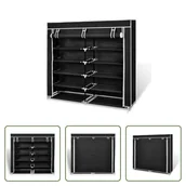 Szafki na buty - The Living Store Materiałowa szafka na buty z pokrywą 115 x 28 x 110 cm Czarna - miniaturka - grafika 1