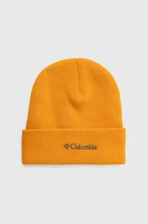 Czapki dla dzieci - Columbia czapka dziecięca kolor żółty z grubej dzianiny - grafika 1