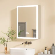 Szafki łazienkowe - WISFOR szafka pod lustro z oświetleniem LED, szafka łazienkowa Szafka wisząca do łazienki, z 2 regulowanymi półkami, ściemnialna Bezmgielna z 3 kolorami światła - miniaturka - grafika 1