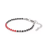 Bransoletki - Bransoletka Czarny Turmalin, Czerwony Spinel - kamienie naturalne 15,5-19,5cm KAM660 stal chir. - miniaturka - grafika 1