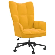 Taborety i hokery - Lumarko Fotel, Musztardowy, Obity Aksamitem! - miniaturka - grafika 1