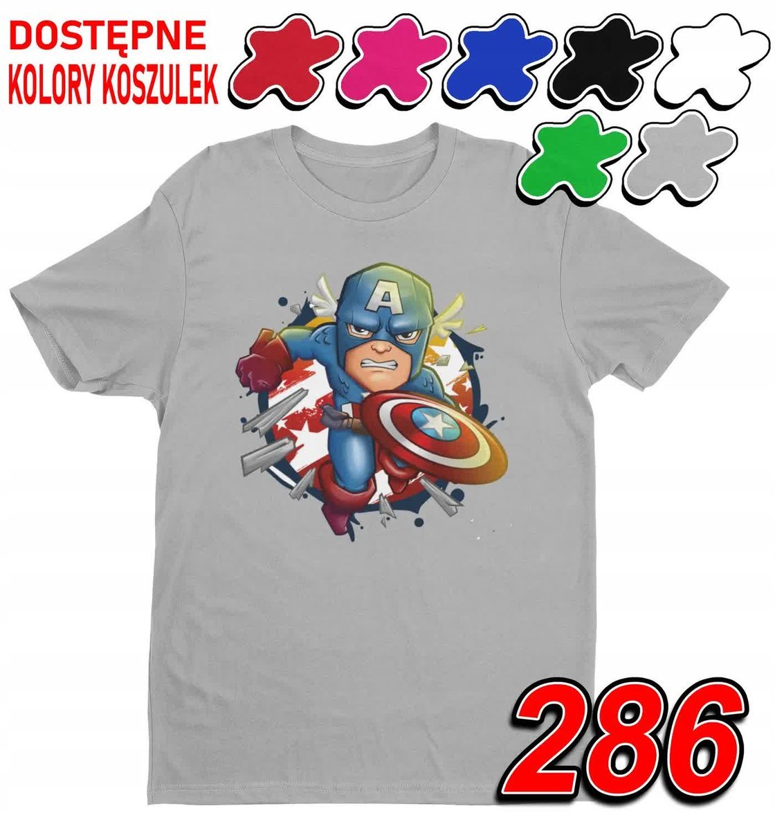 Dziecięca Koszulka T-Shirt Z Nadrukiem Kapitan Ameryka - L 146-152