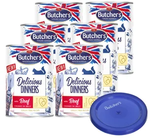 BUTCHER'S Delicious Dinners kawałki z wołowiną w galaretce 6x400g (kot) + Pokrywka GRATIS!! - Mokra karma dla kotów - miniaturka - grafika 2