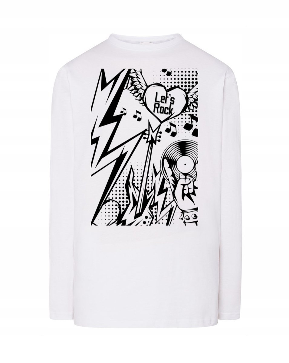 Longsleeve rockowy nadruk Let's Rock r.XXL