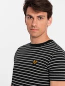 Koszulki męskie - Męski t-shirt w paski czarno-biały V2 OM-TSCT-0183 L - miniaturka - grafika 1