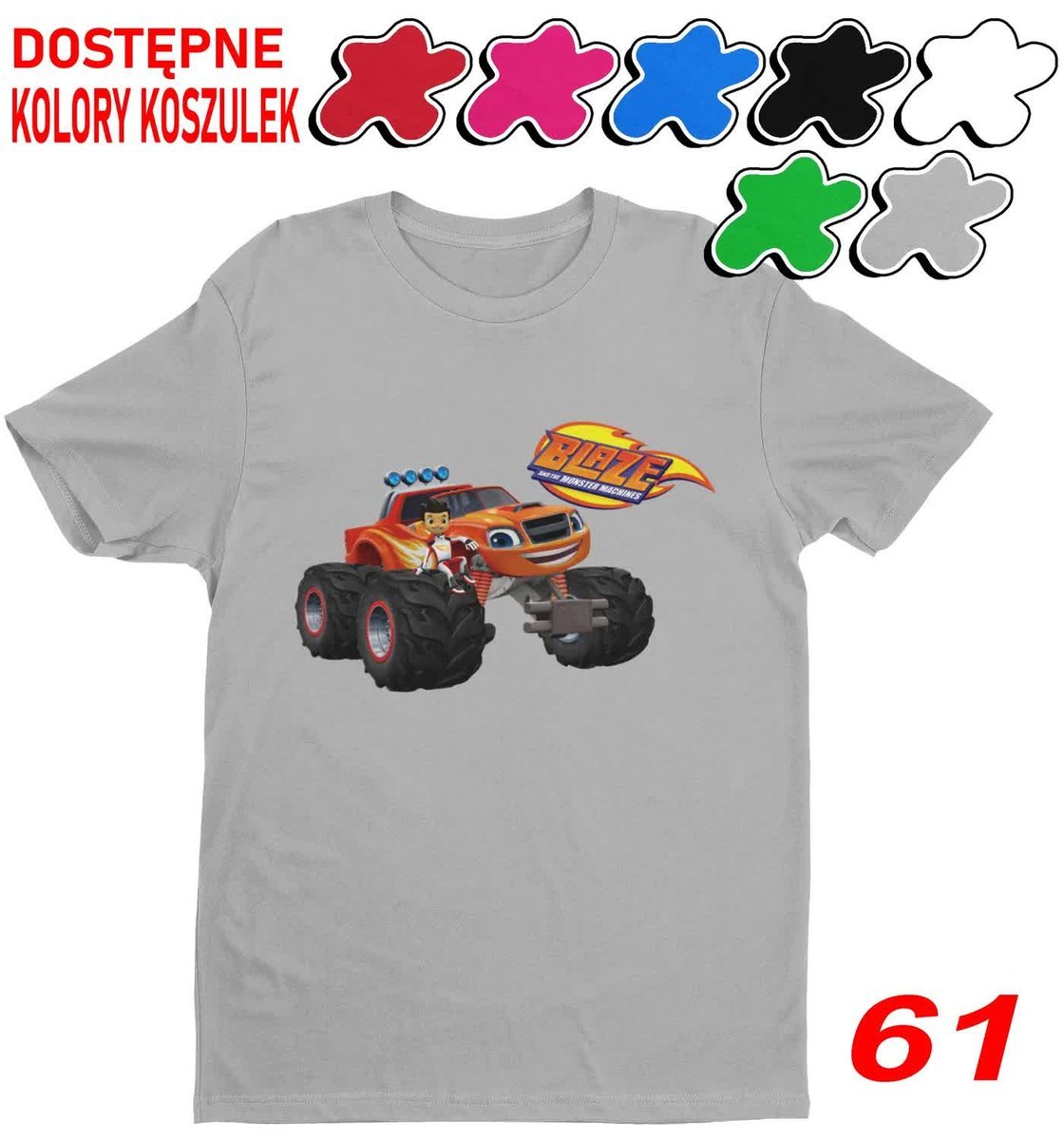Dziecięca Koszulka Z Nadrukiem Duży Wybór Blaze Auta Dla Dzieci -M 134-140