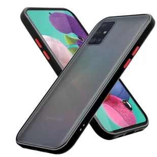 Pokrowiec Etui Do Samsung Galaxy A51 4G / M40s w Matowe Czarno - Czerwone Guziki TPU Hard Case Obudowa Ochronny Cadorabo - Etui i futerały do telefonów - miniaturka - grafika 1