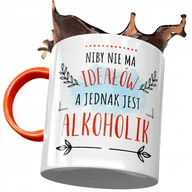 Kubki - Kubek Pomarańczowy dla Alkoholika Nie ma Ideałowi z Nadrukiem ze Zdjęciem + Opakowanie na prezent (wzór 01) - miniaturka - grafika 1