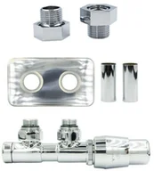 Zawory i kraniki - Zawór termostatyczny 50mm TWINS chrom prawy GZ1/2 All in One rozeta zespolona prostokątna - miniaturka - grafika 1
