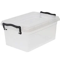 Pudła i pojemniki do przechowywania - Pojemnik z pokrywką Dakar 15 l czarne uchwyty transparentny - miniaturka - grafika 1