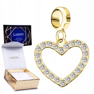 Wisiorki - CHARMS ZŁOTY z Sercem Kryształkami Cyrkoniami Lśniące Cyrkonie SREBRO 925 - miniaturka - grafika 1