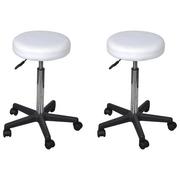 Fotele i krzesła biurowe - vidaXL Stołki biurowe, 2 szt., białe, 35,5 x 98 cm, sztuczna skóra - miniaturka - grafika 1