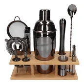 Shakery barmańskie - Zestaw barmański z podstawką 11 el czarny połysk - miniaturka - grafika 1