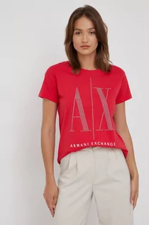 Koszulki i topy damskie - Giorgio Armani Exchange Exchange t-shirt bawełniany kolor czerwony - grafika 1