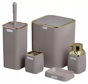 Zestaw łazienkowy 5- el. kwadratowy brązowy/złoty - Akcesoria łazienkowe - miniaturka - grafika 1