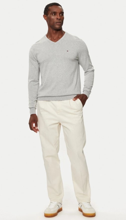 TOMMY HILFIGER SWETER SZARY Z DŁUGIM RĘKAWEM MĘSKI S 7AA
