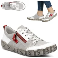 Półbuty damskie - Półbuty Damskie Skórzane RIEKER L0302 Białe Sneakersy Sportowe Wsuwane Półbuty Damskie Skórzane 41 RIEKER L0302 Białe Sneakersy Sportowe Wsuwane - miniaturka - grafika 1