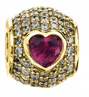 Bransoletki - Złoty Charms Różowe Serduszko Koralik Serce z Cyrkoniami SREBRO 925 - miniaturka - grafika 1