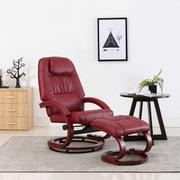 Fotele - vidaXL Rozkładany fotel z podnóżkiem, czerwone wino, sztuczna skóra - miniaturka - grafika 1