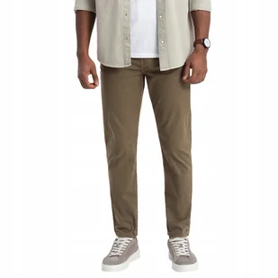 Spodnie męskie chino o dopasowanym kroju oliwkowe V3 OM-PACP-0151 XXL - Spodnie męskie - miniaturka - grafika 1
