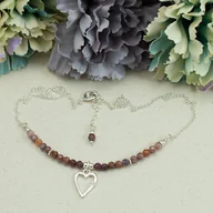 Naszyjniki - Szafir różowy i srebro 925 - delikatny naszyjnik z sercem / serduszkiem - miniaturka - grafika 1
