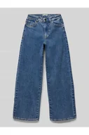 Spodnie damskie - Jeansy z szeroką nogawką, wysokim stanem i regulowaną talią - Tom Tailor - miniaturka - grafika 1