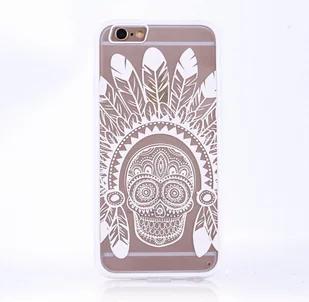 Etui na telefon komórkowy Mandala dla Apple iPhone 6 / 6s Etui ochronne Etui z motywem piór Etui z czaszką Zderzak biały - Etui i futerały do telefonów - miniaturka - grafika 1