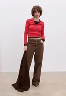 Koszulki i topy damskie - Stradivarius Koszulka polo bezszwowa Czerwony XS - miniaturka - grafika 1