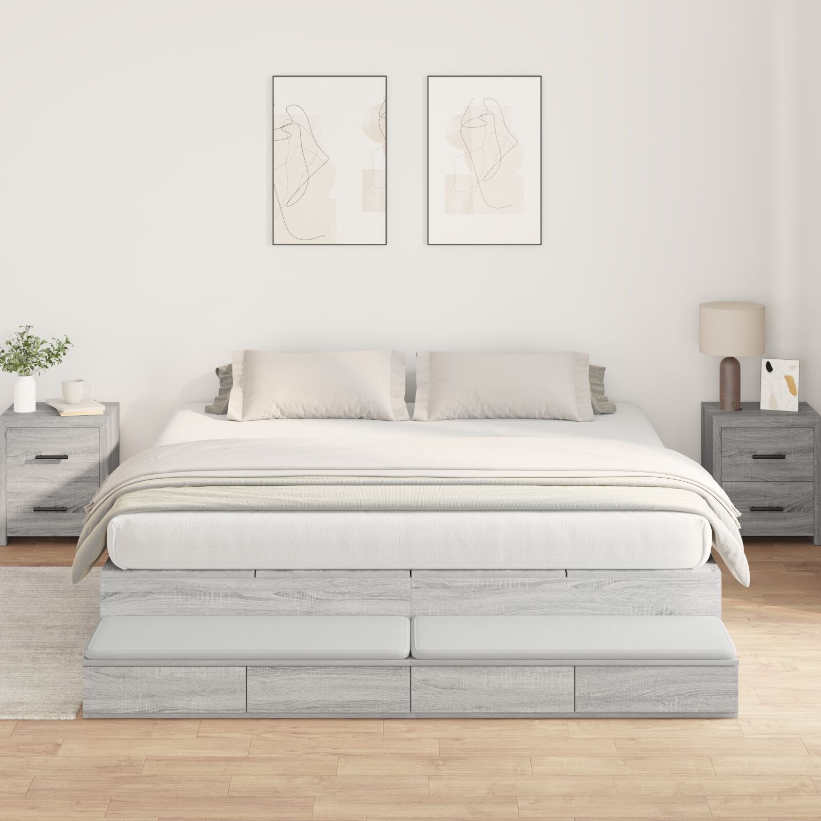 vidaXL Rama łóżka szary sonoma 200x200 cm
