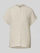Bluzki damskie - Bluzka lniana o kroju relaxed fit z krótkim rękawem - miniaturka - grafika 1