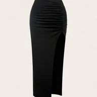 Spódnice - TEMU Spódnica Ołówkowa Bodycon dla Kobiet - Elegancka, Wysoka z Rozcięciem Bocznym, Jednokolorowa i Pralna w Pralce na Każdą Porę Roku, Masażerka o - miniaturka - grafika 1