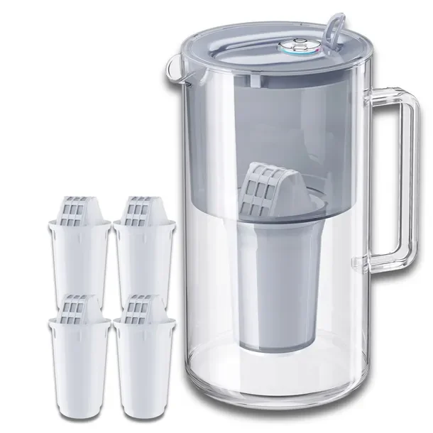 Dzbanek filtrujący szklany Aquaphor Nord 2,5l + 4 wkłady A5 (350L), szary