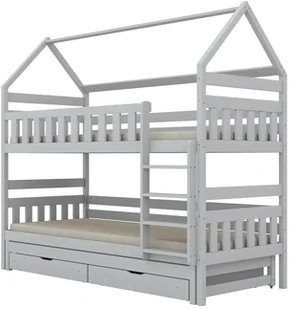 Łóżko piętrowe domek FELIKS 160x80 białe drewniane trzyosobowe z szufladami KOCOT KIDS - Łóżka dla dzieci i młodzieży - miniaturka - grafika 1