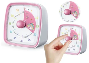 Minutnik Z Alarmem i Światłem Biało-Różowy Pokrętło Z Jednorożcem - Zabawki interaktywne dla dzieci - miniaturka - grafika 1