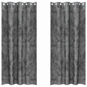 Zasłony - vidaXL Zasłona z zasłonami 2 pcs Szary 225 x 140 cm Aksamit - miniaturka - grafika 1