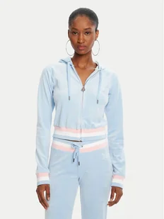 Juicy Couture Bluza Velour Crop JCWAS225351 Błękitny Regular Fit - Bluzy damskie - miniaturka - grafika 1