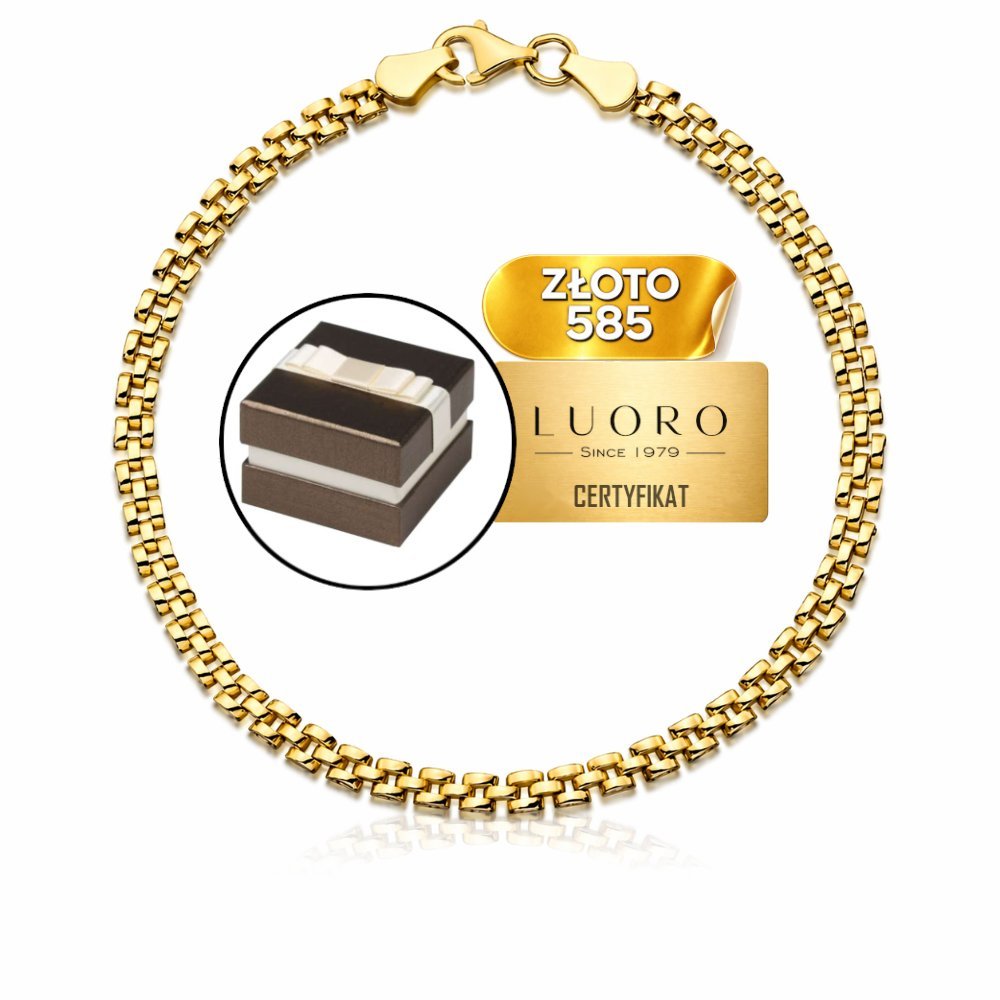 BRANSOLETKA ZŁOTA 585 14K KWADRATY ELEGANCKA 19,5 CM STYLOWA PREZENT