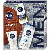 Kremy do twarzy - NIVEA SET Sensitive Keep It Calm krem do twarzy 75ml + żel oczyszczający do twarzy 100ml + żel pod prysznic 250ml - miniaturka - grafika 1