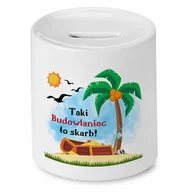 Skarbonki - Dla Budowlańca Skarbonka na Urodziny na Prezent z Nadrukiem ze Zdjęciem + Opakowanie na prezent (wzór 02) - miniaturka - grafika 1