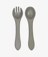 Sztućce dla dzieci - TRYCO ŁYŻECZKA+WIDELEC SILIKON OLIWKOWO SZARY 8720289396664 - miniaturka - grafika 1