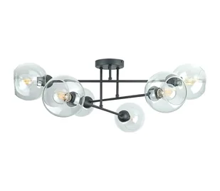 Żyrandol na drążku VASCO 6xE27/60W/230V czarny/przezroczysty - Lampy sufitowe - miniaturka - grafika 1