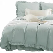 Pościel - Pościel Ruffy 160x200 szałwiowa z falbanką - miniaturka - grafika 1