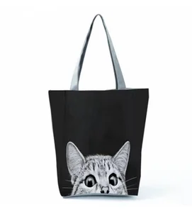 TORBA DAMSKA NA RAMIĘ DUŻA NA ZAMEK Z KOTKIEM - Torby sportowe - miniaturka - grafika 1